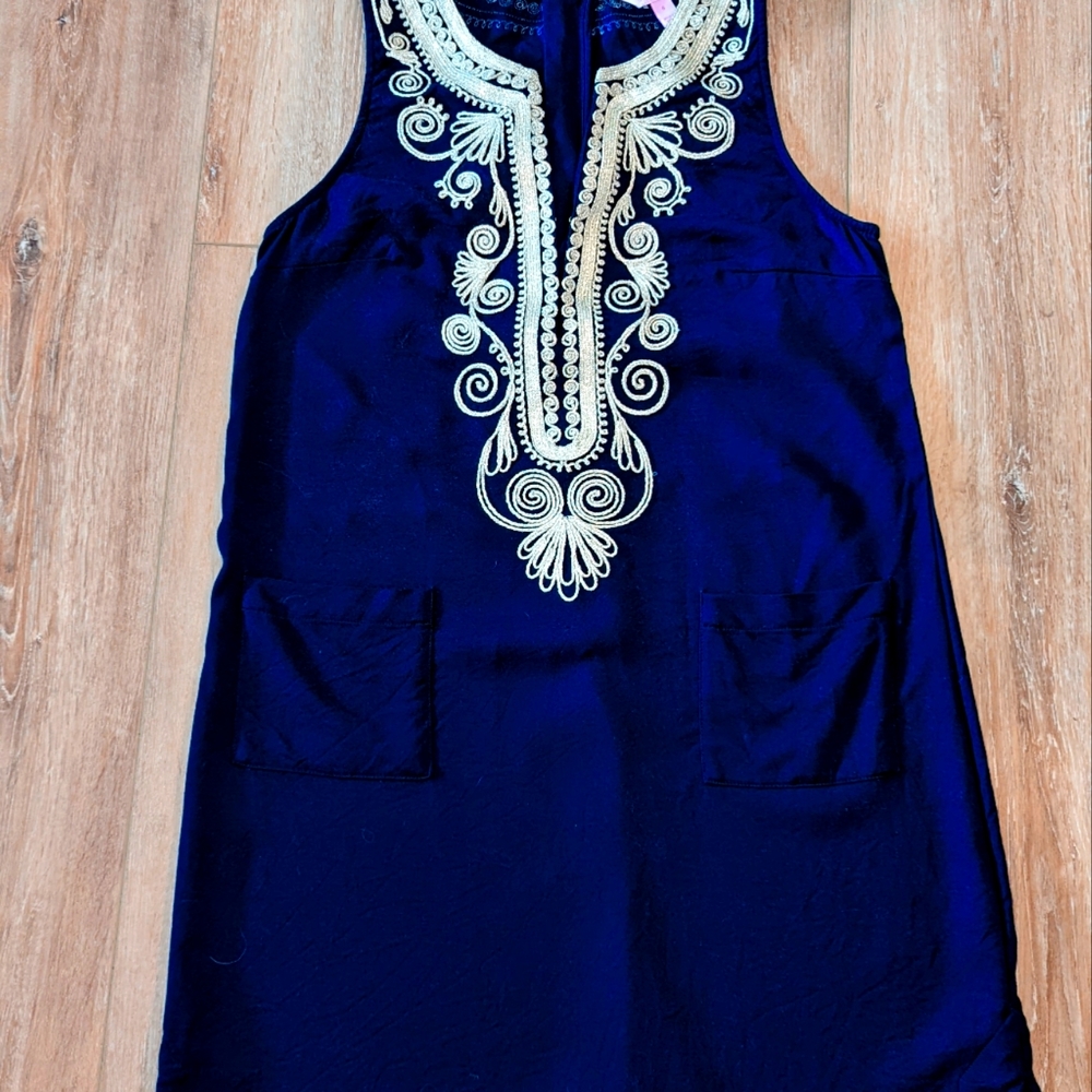 Lilly Pulitzer navy & gold dress - Picture 1 of 1